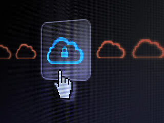 Image showing Cloud computing concept: Cloud Whis Padlock on digital computer