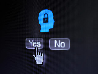 Image showing Data concept: Head Whis Padlock on digital computer screen