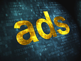 Image showing Advertising concept: Ads on digital background