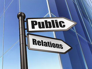 Image showing Advertising concept: Public Relations on Business Building backg