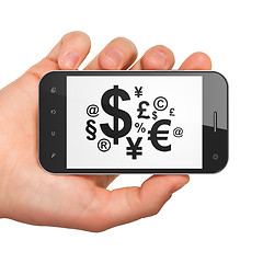 Image showing Advertising concept: Finance Symbol on smartphone