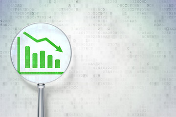 Image showing Finance concept:  Decline Graph with optical glass on digital ba