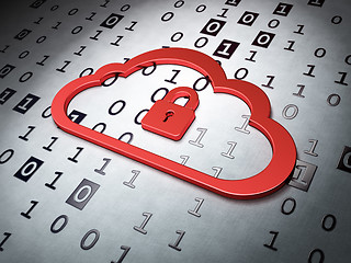 Image showing computing concept:  Cloud Whis Padlock on Binary Code back