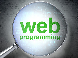 Image showing SEO web development concept: Web Programming with optical glass