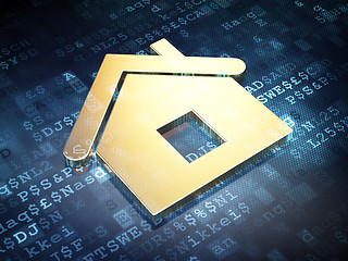Image showing Finance concept: Golden Home on digital background