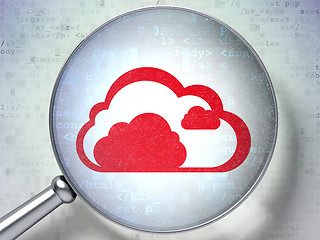 Image showing Cloud technology concept:  Cloud with optical glass on digital b