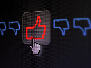Image showing Social network concept: Like, Unlike on digital computer screen