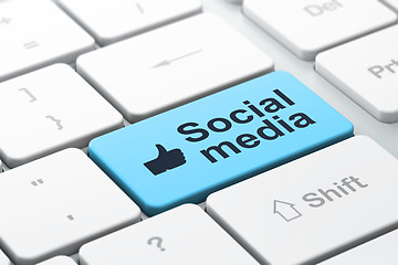 Image showing Social media concept: Like and Social Media on computer keyboard