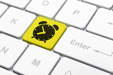 Image showing Time concept: Alarm Clock on computer keyboard background