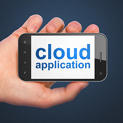 Image showing Networking concept: Cloud Application on smartphone