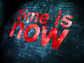 Image showing Time concept: Time is Now on digital background