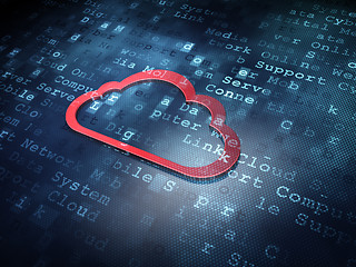 Image showing Cloud technology concept: Red Cloud on digital background