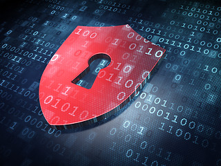 Image showing Security concept: Red Shield With Keyhole on digital background
