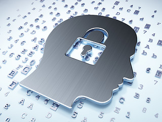 Image showing Data concept: Silver Head Whis Padlock on digital background