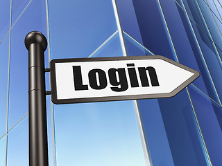 Image showing Privacy concept: Login on Business Building background