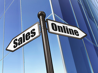 Image showing Marketing concept: Online Sales on Business Building background