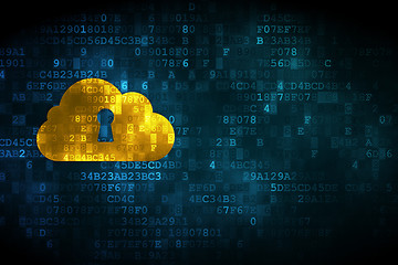 Image showing Cloud technology concept: Cloud Whis Keyhole on digital backgrou