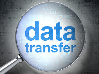 Image showing Data concept: Data Transfer with optical glass on digital backgr