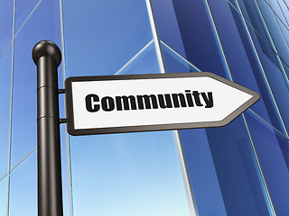 Image showing Social media concept: Community on Building background