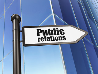 Image showing Advertising concept: Public Relations on Building background