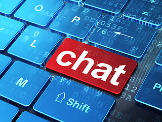 Image showing Web design concept: Chat on computer keyboard background