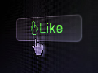 Image showing Social network concept: Like and Mouse Cursor on digital button