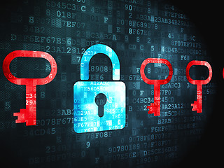 Image showing Privacy concept: Padlock And Key on digital background