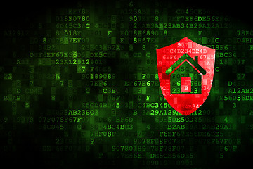 Image showing Safety concept: Shield on digital background