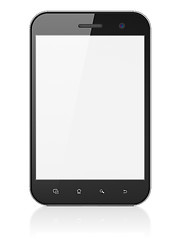 Image showing Black abstract mini tablet computer (tablet pc) on white backgro