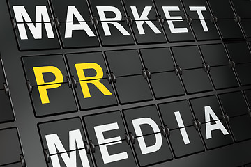 Image showing Marketing concept: PR on airport board background