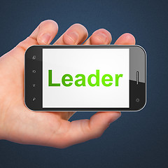 Image showing Business concept: Leader on smartphone