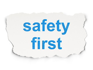 Image showing Safety concept: Safety First on Paper background