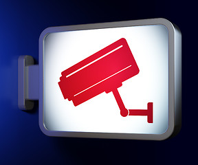 Image showing Safety concept: Cctv Camera on billboard background