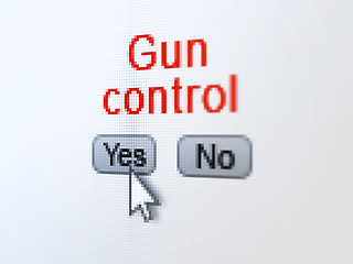 Image showing Safety concept: Gun Control on digital computer screen