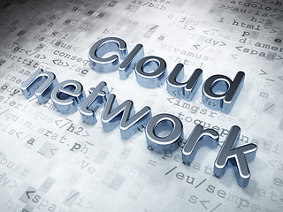 Image showing Networking concept: Silver Cloud Network on digital background