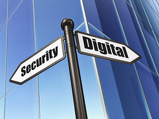 Image showing Protection concept: Digital Security on Building background