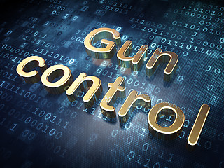 Image showing Protection concept: Golden Gun Control on digital background