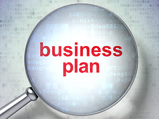 Image showing Business concept: Business Plan with optical glass