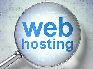 Image showing SEO web design concept: Web Hosting with optical glass