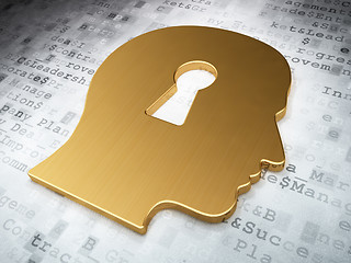 Image showing Business concept: Golden Head Whis Keyhole on digital background