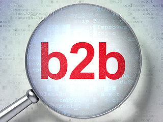 Image showing Finance concept: B2b with optical glass on digital background