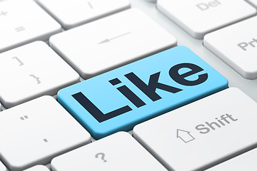 Image showing Social network concept: Like on computer keyboard background