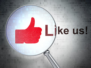 Image showing Social network concept: Like and Like us! with optical glass