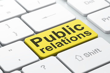 Image showing Marketing concept: Public Relations on computer keyboard backgro