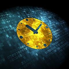 Image showing Timeline concept: Clock on digital background
