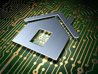 Image showing Safety concept: Home on circuit board background