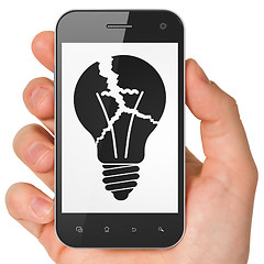 Image showing Finance concept: Light Bulb on smartphone