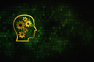 Image showing Finance concept: Head With Gears on digital background