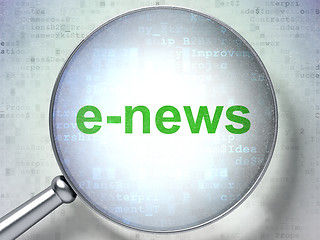 Image showing News concept: E-news with optical glass