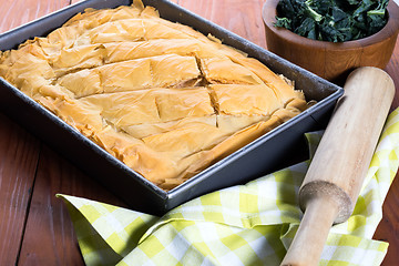 Image showing Homemade Spanakopita Greek Pastry